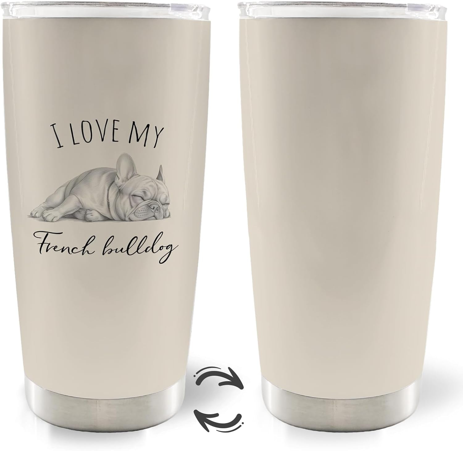 I Love My French Bulldog Dog Mom 20Oz Travel Coffee Mug Tumbler, French Bulldog Frenchie Dog Gifts for Women Men Dogs Lovers, Frenchie Water Stainless Steel Tumbler with Lid and Straw Mug