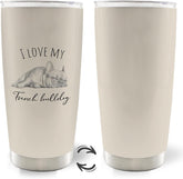 I Love My French Bulldog Dog Mom 20Oz Travel Coffee Mug Tumbler, French Bulldog Frenchie Dog Gifts for Women Men Dogs Lovers, Frenchie Water Stainless Steel Tumbler with Lid and Straw Mug