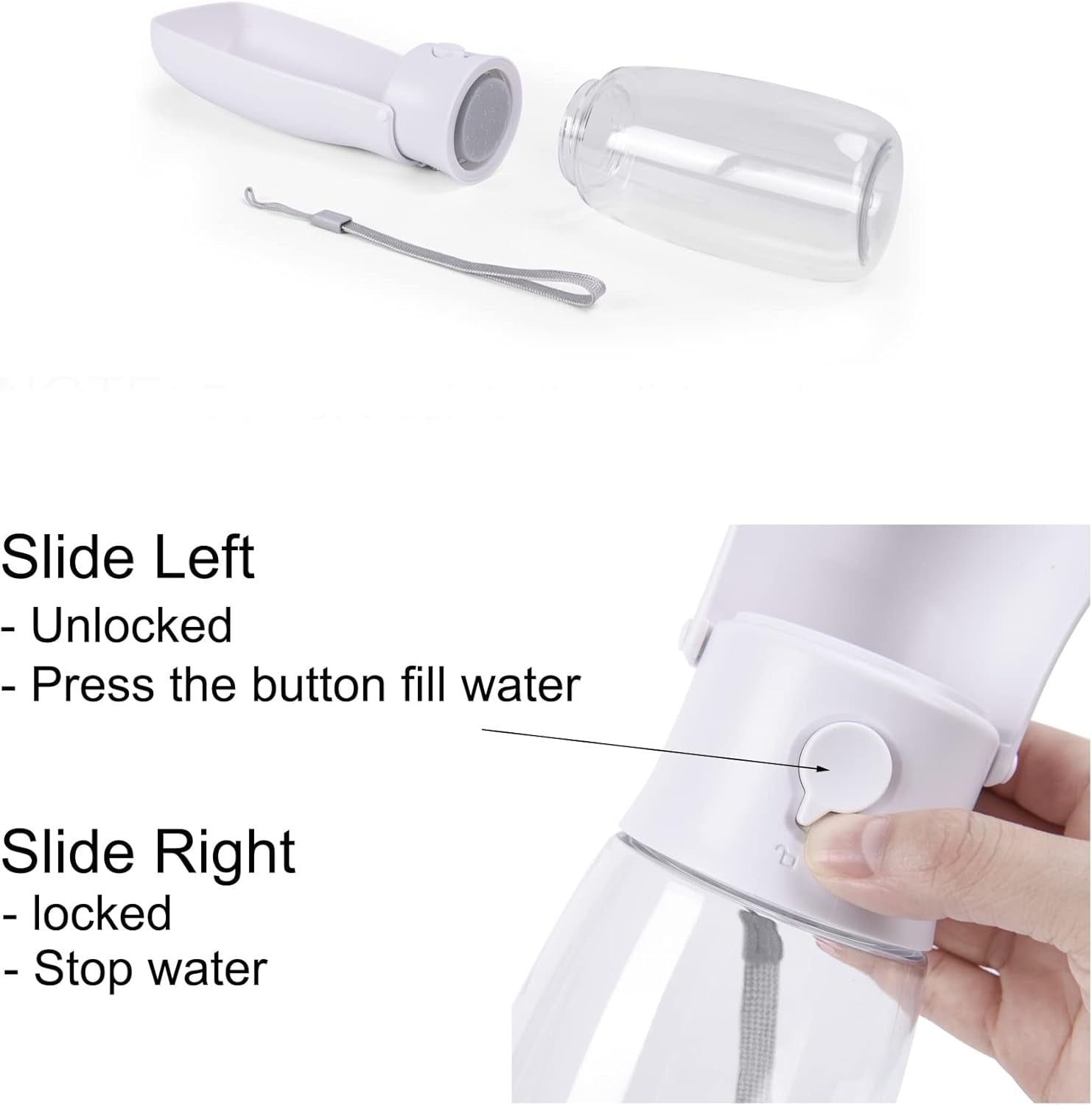 Portable Dog Water Bottle with Leak-Proof Bowl – 10-19 oz, Dishwasher Safe, Travel & Walking Dispenser