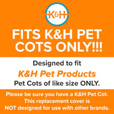 Dog Cot Replacement Cover, Designed to Fit K&H Medium Pet Cots (Sold Separately), Indoor Outdoor, Breathable Cooling Mesh Center, Machine Washable - Medium 32 X 25In Gray