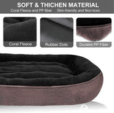Dog Bed for Medium Dogs/Large/Small, Washable Rectangle Pet Bed Thickened Enough with Soft Coral Fleece and Non-Slip Bottom