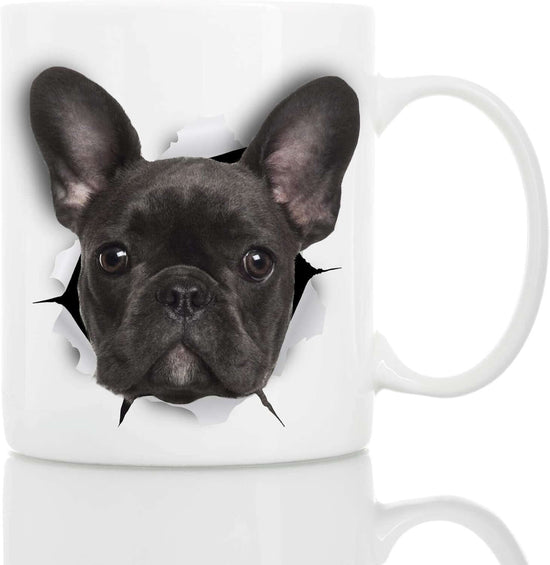 Black French Bulldog Mug - Ceramic Funny Coffee Mug - Perfect French Bulldog Gifts - Cute Novelty Coffee Mug Present - Great Birthday or Christmas Surprise for Friend or Coworker, Men and Women (11Oz)