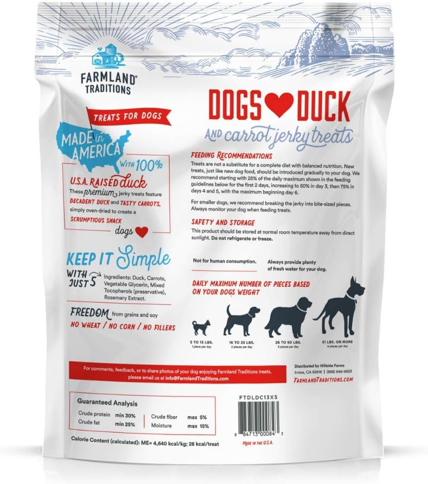 Dogs Love Duck & Carrot Jerky Treats – Premium, Filler-Free Dog Treats, 2.5 lb Bag