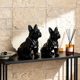 Black French Bulldog Statue,Pug Resin Sitting Dog Statue, English Bulldog Home Decoration Sculpture, Living Room Desktop Decoration, Modern Collection Art Dog Gift