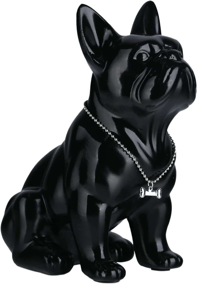 Black French Bulldog Statue,Pug Resin Sitting Dog Statue, English Bulldog Home Decoration Sculpture, Living Room Desktop Decoration, Modern Collection Art Dog Gift