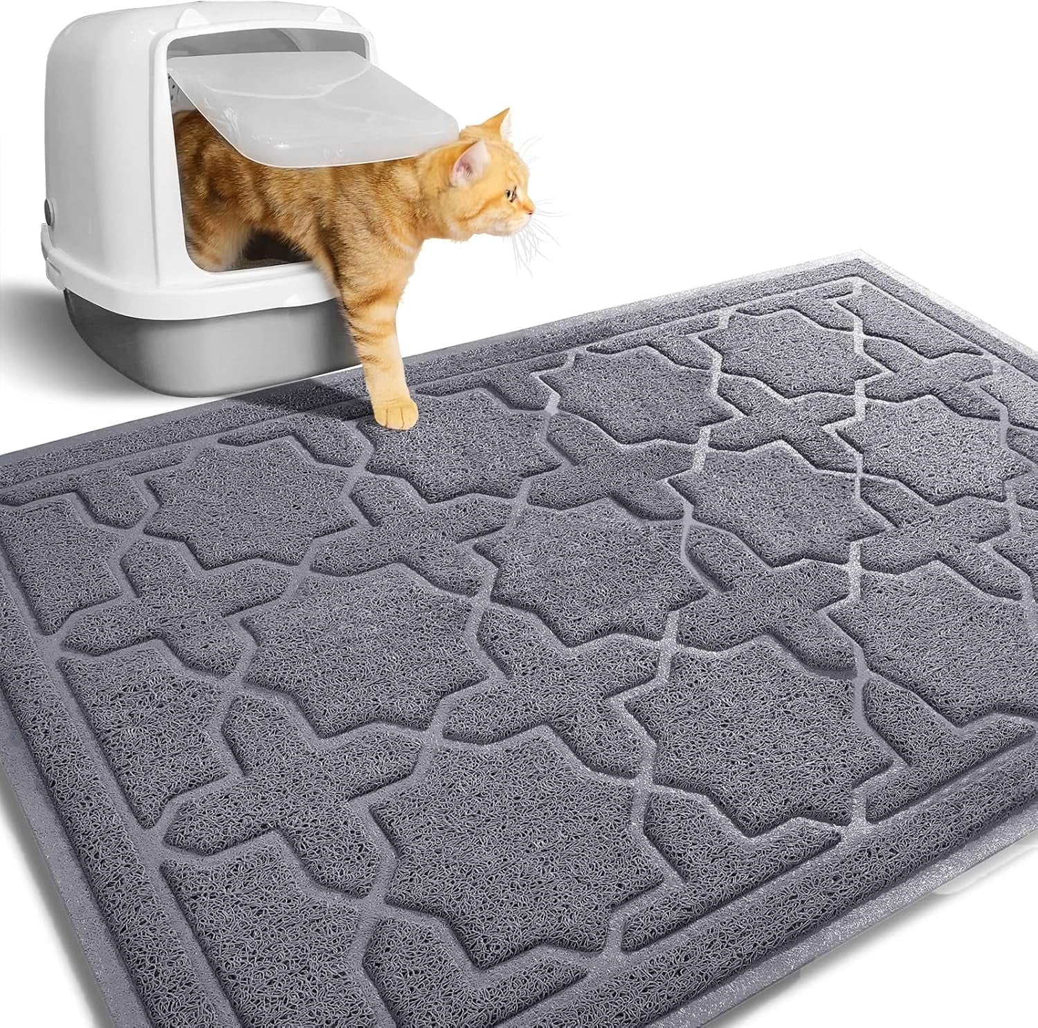 Cat Litter Mat – Large 35"x24", Litter Lock Mesh, Non-Slip (Dark Grey)
