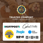 Calming Plush Cat Bed – Small 20” Round Washable Pet Bed with Anti-Slip, Camel Color