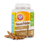 Faux-Hide Dog Dental Treat Twists in Chicken Flavor, 75 Pcs Value Bucket | Rawhide Free Dog Chews Dental Treats Baking Soda Dog Treats for Plaque and Tartar Control