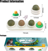 Catnip Wall Ball Cat Toys with 2 Treat Candies – Safe Edible Licking Balls for Indoor Cats