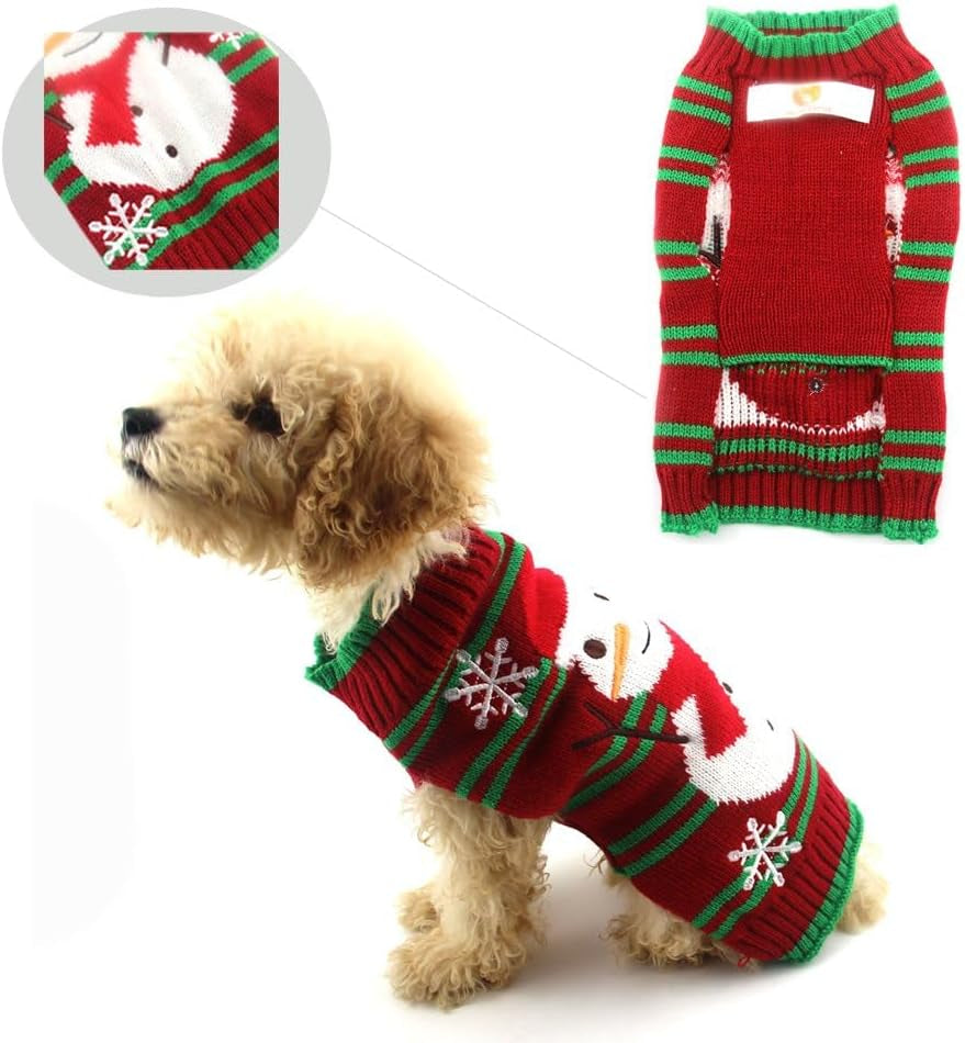 Dog Snow Sweaters Snowman Sweaters Xmas Dog Holiday Sweaters New Year Christmas Sweater Pet Clothes for Small Dog and Cat(Snowman,Xl)