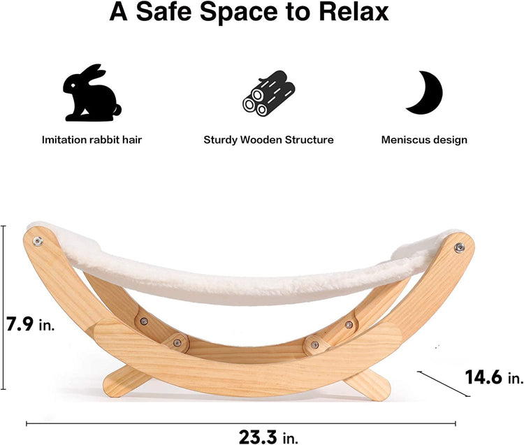 New Moon Cat Hammock – Elevated Indoor Cat Swing Chair, White, Pet Furniture for Cats & Small Dogs