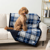 Waterproof Dog Blanket for Small & Medium Dogs & Cats – Reversible Sherpa Fleece, 29x40, Navy Plaid