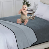 Waterproof 100% Leak Proof Blanket for Baby Adults Pets Dogs Cats, Pee Proof, 3 Layer Protector for Bed, Sofa Couch and Other Furniture, 70"X90", Charcoal | Light Grey, Reversible Lightweight