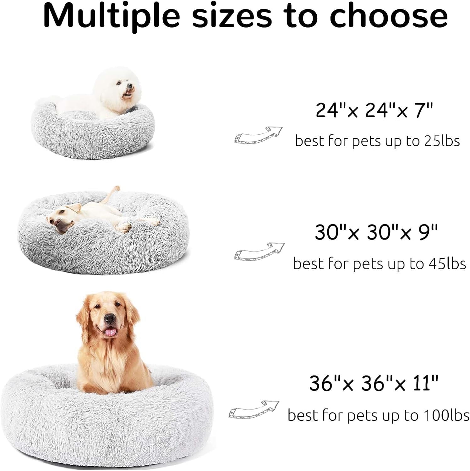 Calming Donut Dog Cuddler, Medium Large Dog Bed, 30&