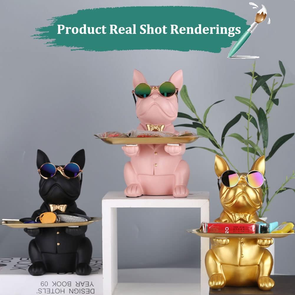 French Bulldog Gifts Statue Tray Organizer for Keys, Candy, Jewelry, Earrings, Entrance Piggy Bank - Modern Decor Resin French Bulldog Decor Entryway Table, Coffee Table, Office Desk, Home Decor