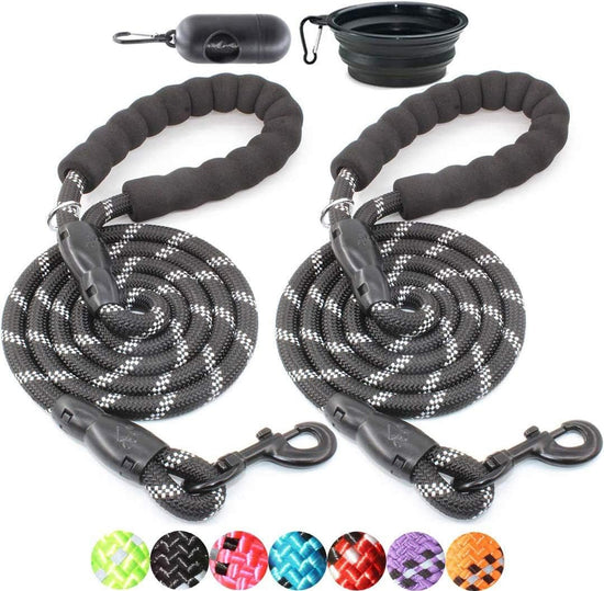2 Packs 5/6 FT Dog Leash with Comfortable Padded Handle and Highly Reflective Threads Dog Leashes for Small Medium and Large Dogs (5FT-1/2&