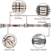 Adjustable Dog & Cat Collar with Bowtie – Grid Pattern, Plastic Buckle, Fits Small to Large Pets