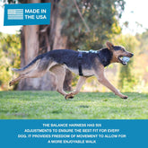 Pet Products No-Pull Balance Harness and Loose Leash Walking Set Dogs, Made in the USA, Black, X-Small