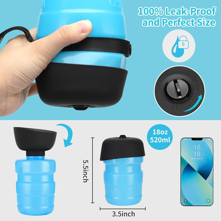 Dog Water Bottle, Portable Dog Water Bowl Dispenser Puppy Travel Water Bowl, Pet Water Bottle for Thirsty Dogs Outdoor Walking, Hiking, Travel, Leak Proof & BPA Free-Safe Hydration