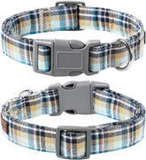 Dog and Cat Collar with Bowtie Grid Collar Plastic Buckle Light Adjustable Collars for Small Medium Large Dogs