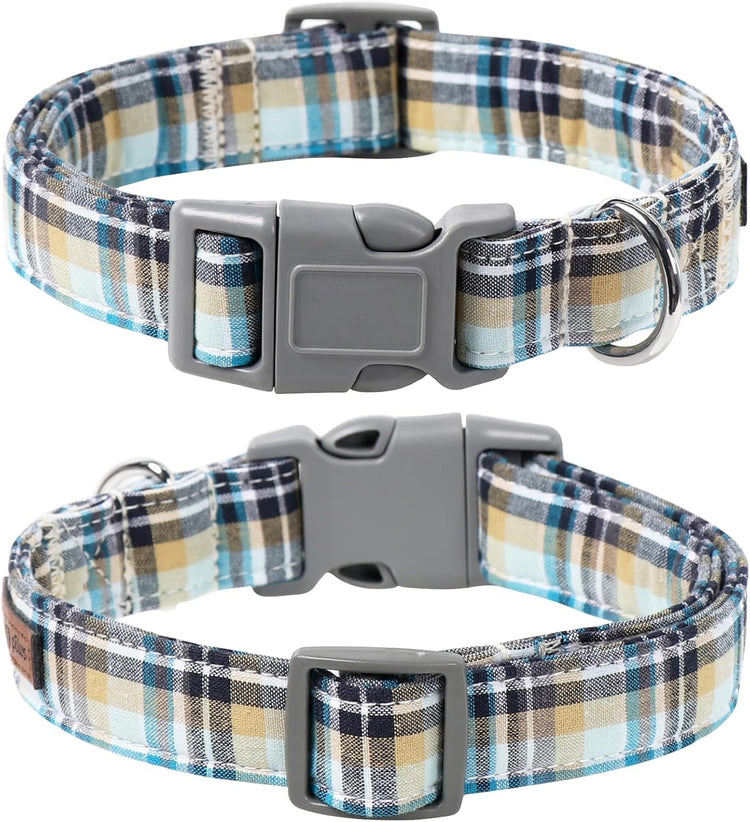 Dog and Cat Collar with Bowtie Grid Collar Plastic Buckle Light Adjustable Collars for Small Medium Large Dogs