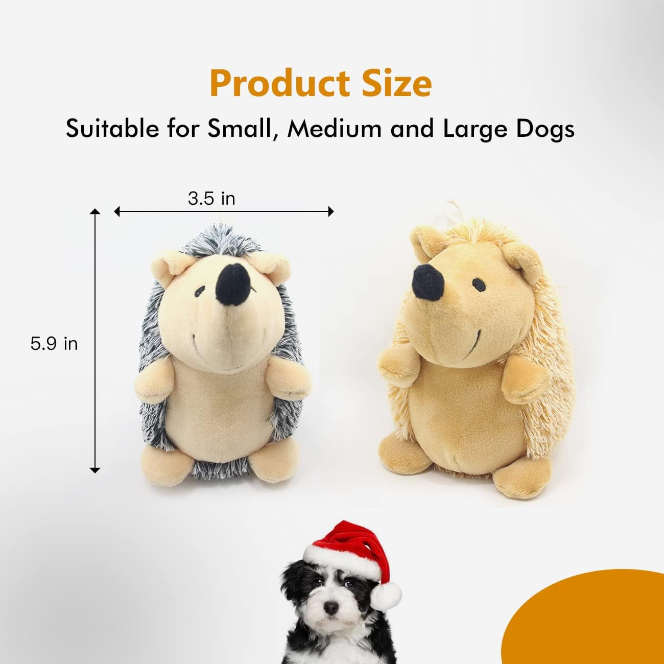 Dog Squeaky Toys, Durable Stuffed Crinkle Plush Dog Chew Toys for Puppy Teething, Interactive Dog Toys for Small, Medium and Large Dogs (Grey+Yellow, Hedgehogs)