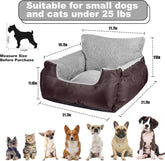 Dog Car Seat with Safety Belt, Washable Booster for Small Dogs, Anti-Slip Travel Bed for Front or Back Seat, Adjustable Buckle, Storage Pockets