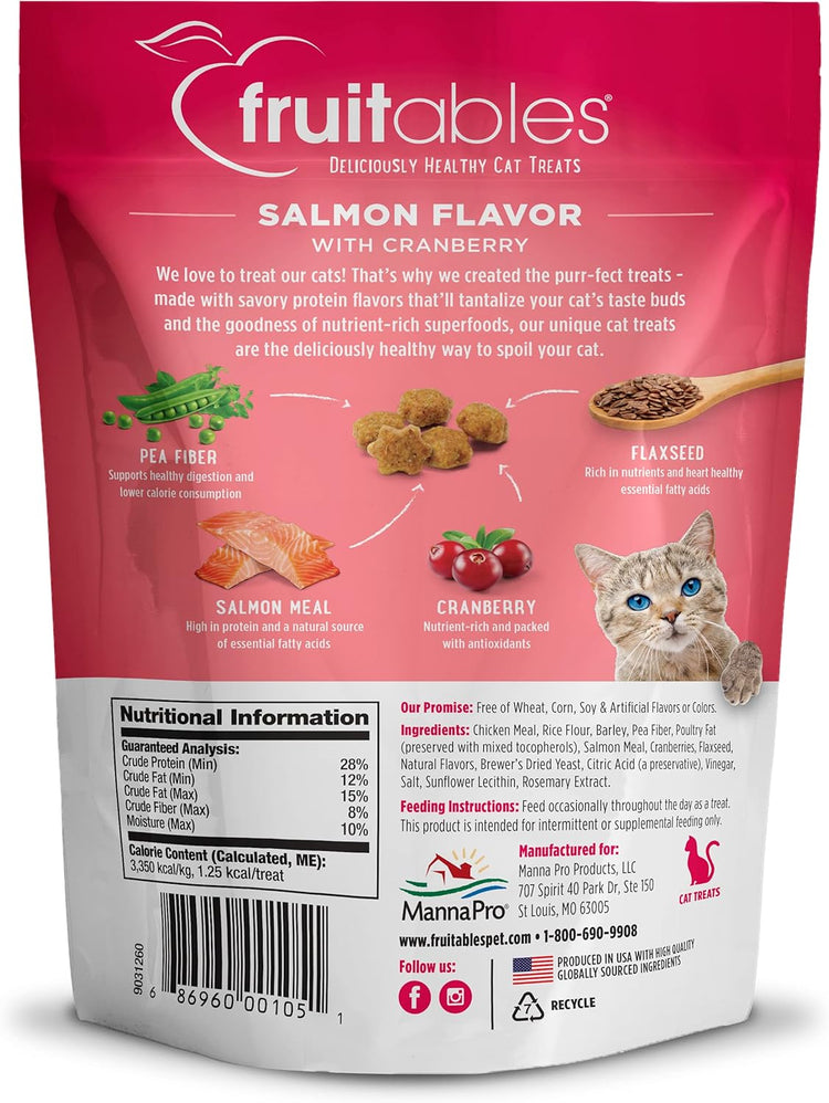 Cat Treats Crunchy Salmon & Cranberry Cat Treats Healthy Low Calorie, High Protein Wheat, Corn & Soy Free 30 Ounces