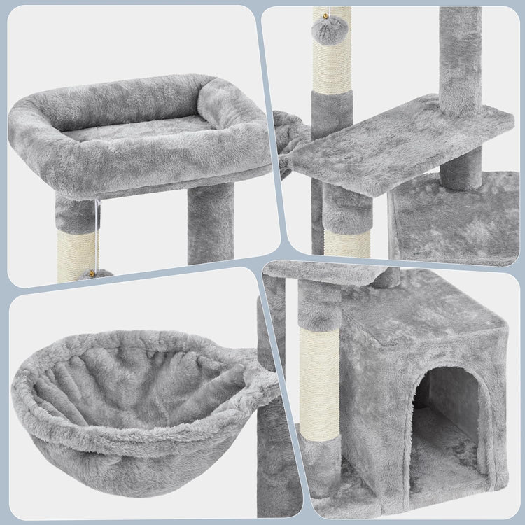 Cat Tree 34In Cat Tower Plush Cover with Condo, Platform & Basket for Indoor Kittens, Cat Furniture Activity Tree