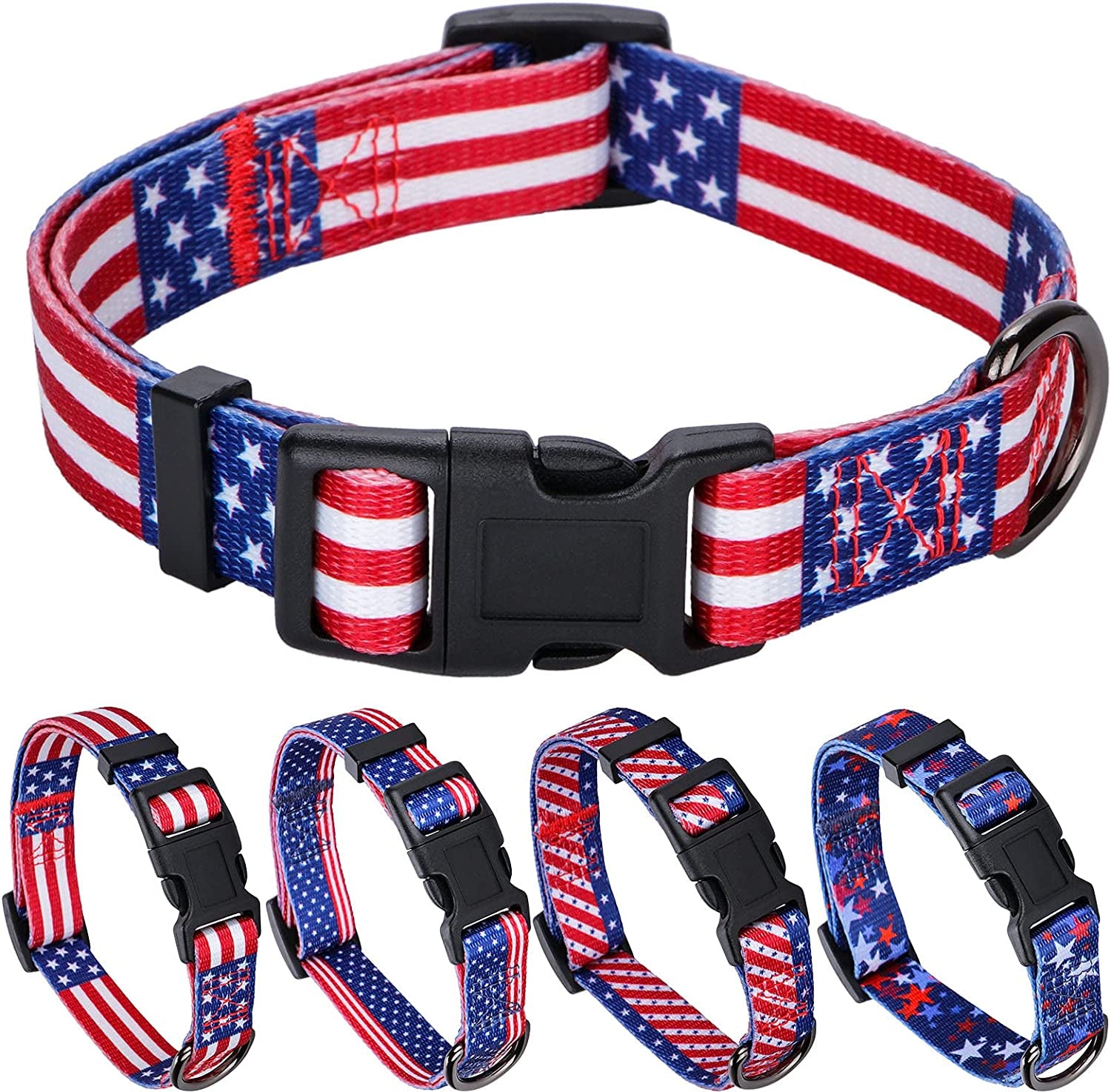 American Flag Dog Collar Independence Day Fourth of July the Great America Dog Collars Small