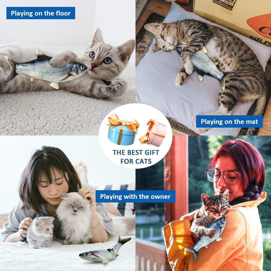 Floppy Fish Dog Toy & Cat Chew Toy – USB Charging, Interactive Teething Catnip Toy for Indoor Cats