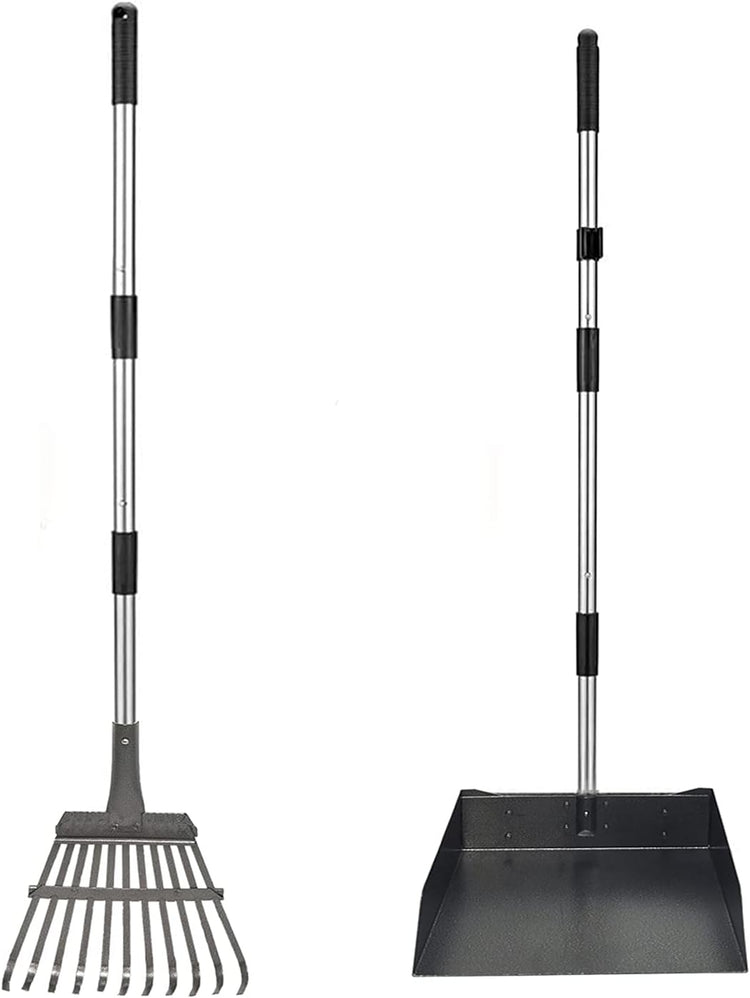 Pet Pooper Scooper for Large Dog, Height Adjustable Poop Scoop Removal Picker with Long Handle Extra Large Tray - Easy to Wash