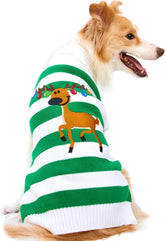 Dog Sweater Pet Christmas Elk Bells Sweaters Halloween Reindeer for Small Dog and Cat (M, Green)