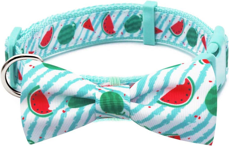 Watermelon Bowtie Dog Collar – Stylish & Comfy Puppy Collar with Bow Tie for Small Dogs