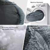 Cuddler Dog Bed | Soft Faux Fur Surface Material | Donut Pillow Bed, Machine Washable | Non-Slip Bottom | Delicate Edge