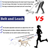 Hands Free Dog Leash with Zipper Pouch, Dual Padded Handles and Professional Retractable Bungee Dog Leash for Walking Jogging, Adjustable Waist Belt for Medium to Large Dog (Blue)