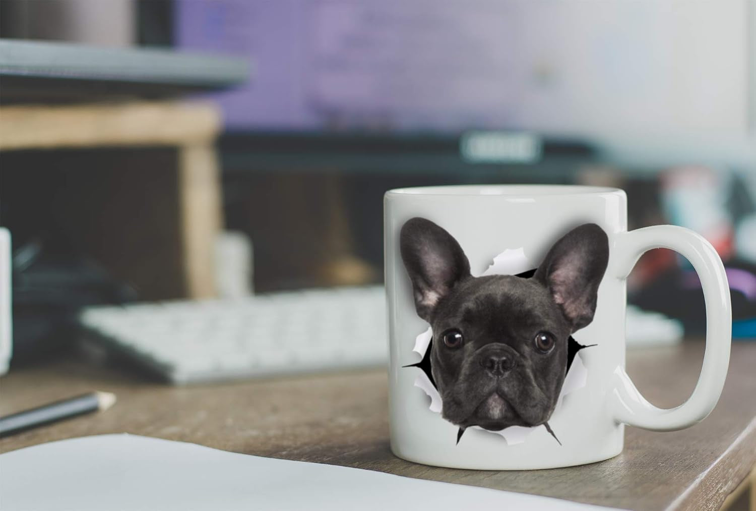 Black French Bulldog Mug - Ceramic Funny Coffee Mug - Perfect French Bulldog Gifts - Cute Novelty Coffee Mug Present - Great Birthday or Christmas Surprise for Friend or Coworker, Men and Women (11Oz)