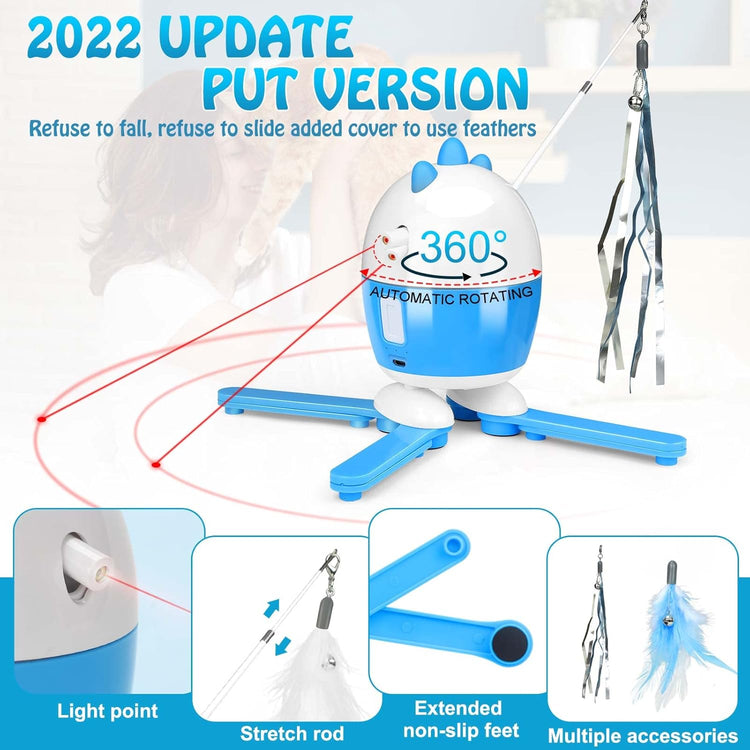 Rechargeable Interactive Cat Toy – 2-in-1 Light & Feather Exercise Toy for Indoor Cats