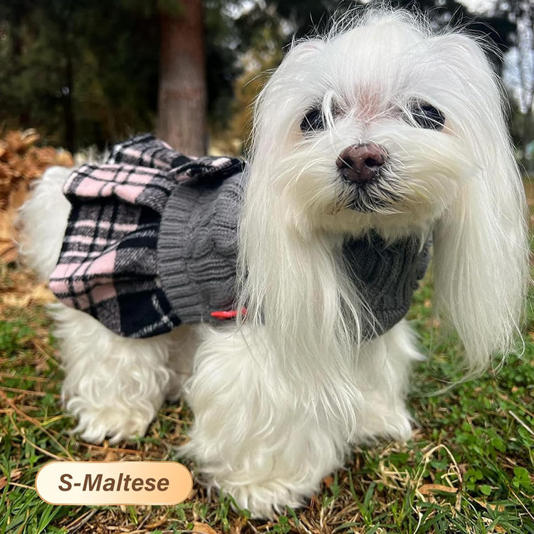 Dog Sweater Warm Pullover Pet Coats Comfy Dogs Clothes with Bowtie Turtleneck Cat Sweaters Thick Dog Sweaters for Small Dogs Male Stretchy Knitwear Pet Sweater Dress for Cold Weather Winter