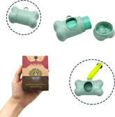 Dog Poop Pickup Bags Holder Dispenser with Standard-Sized Leak-Proof Scented Doggy Waste Bags and Carabiner with Safety Lock&Fastener Never Loose on Leash Lead Again (1 Holder 195 Bags, Blue)