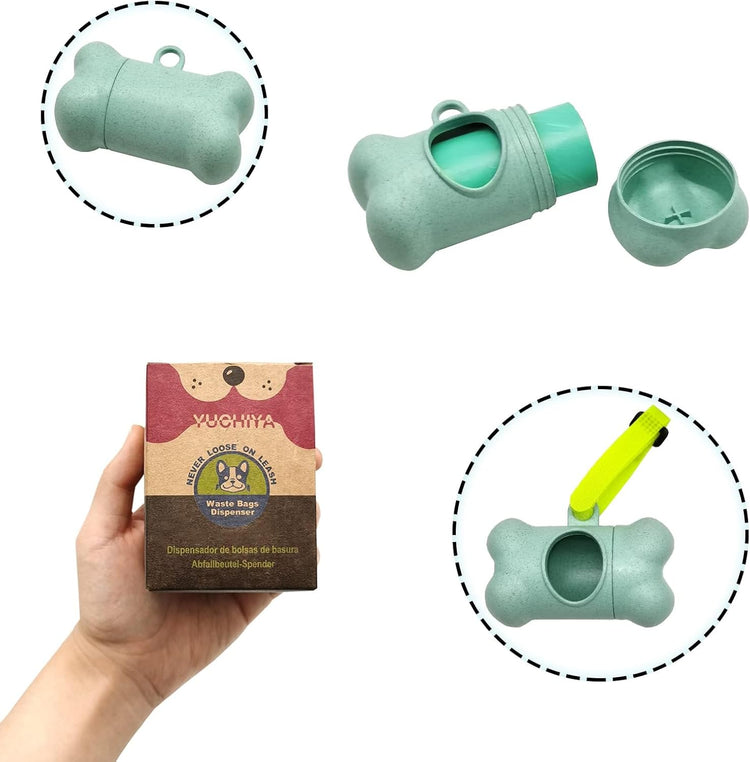 Dog Poop Pickup Bags Holder Dispenser with Standard-Sized Leak-Proof Scented Doggy Waste Bags and Carabiner with Safety Lock&Fastener Never Loose on Leash Lead Again (1 Holder 195 Bags, Blue)