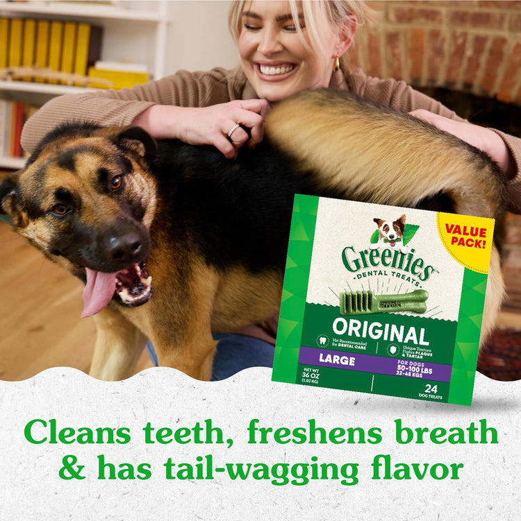 Original Large Dental Dog Treats – 54 oz Pack, 34 Treats for Teeth Cleaning & Fresh Breath