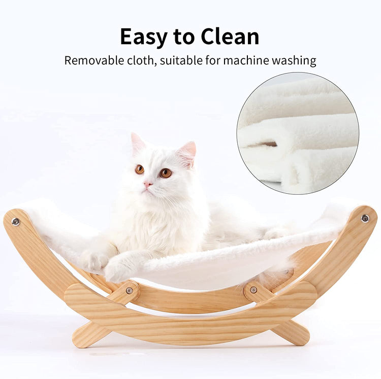 New Moon Cat Hammock – Elevated Indoor Cat Swing Chair, White, Pet Furniture for Cats & Small Dogs