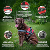Service Dog Vest with Hook and Loop Straps and Matching Service Dog Leash Set - Harnesses from XXS to XXL - Harness Features Reflective Patch and Comfortable Mesh Design
