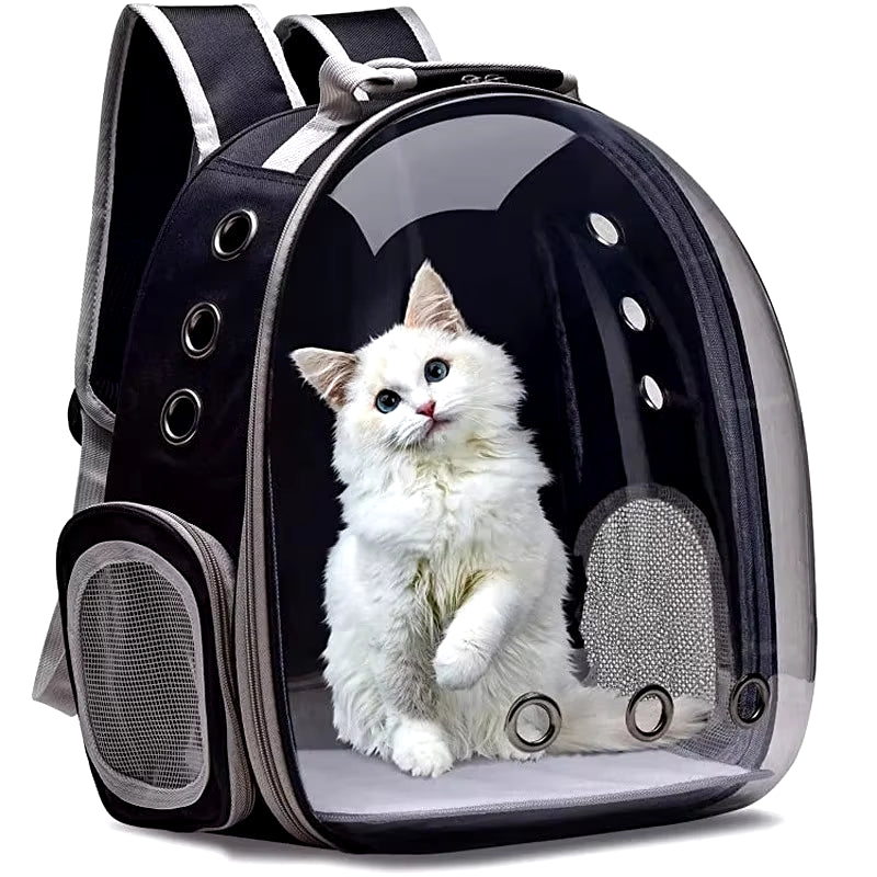 Transparent Capsule Pet Backpack for Small Animals - Breathable Travel Carrier for Cats, Puppies, and Birds