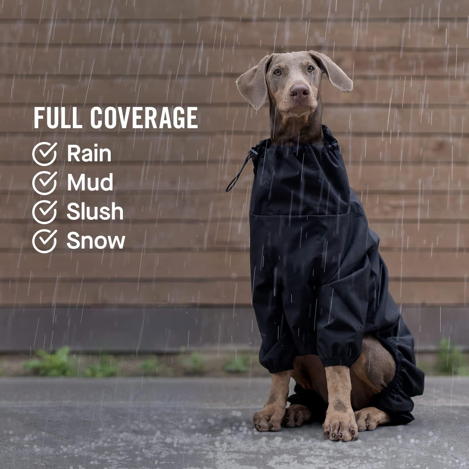 Dog Slush Suit – Full Body Water-Resistant Bodysuit (Black, 16")
