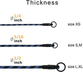 Rope Pro Training Dog Collar Braided No Pull Quick Release round Lead Collars for Dogs Small Medium Large Puppy (XS - 15.7" Long, Blue)