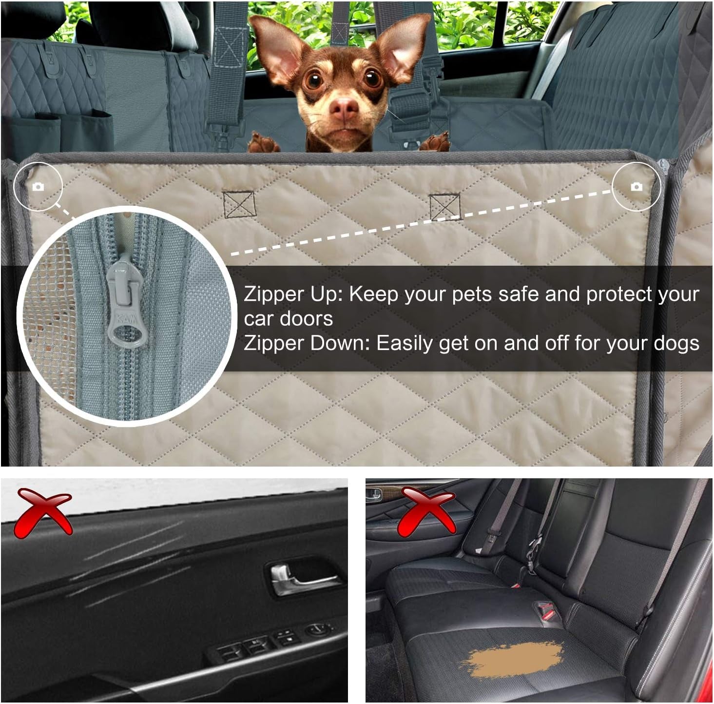 Honest Dog Car Seat Covers with Mesh Window,Dog Seat Cover with Side Flap for Cars, Trucks, and Suv&