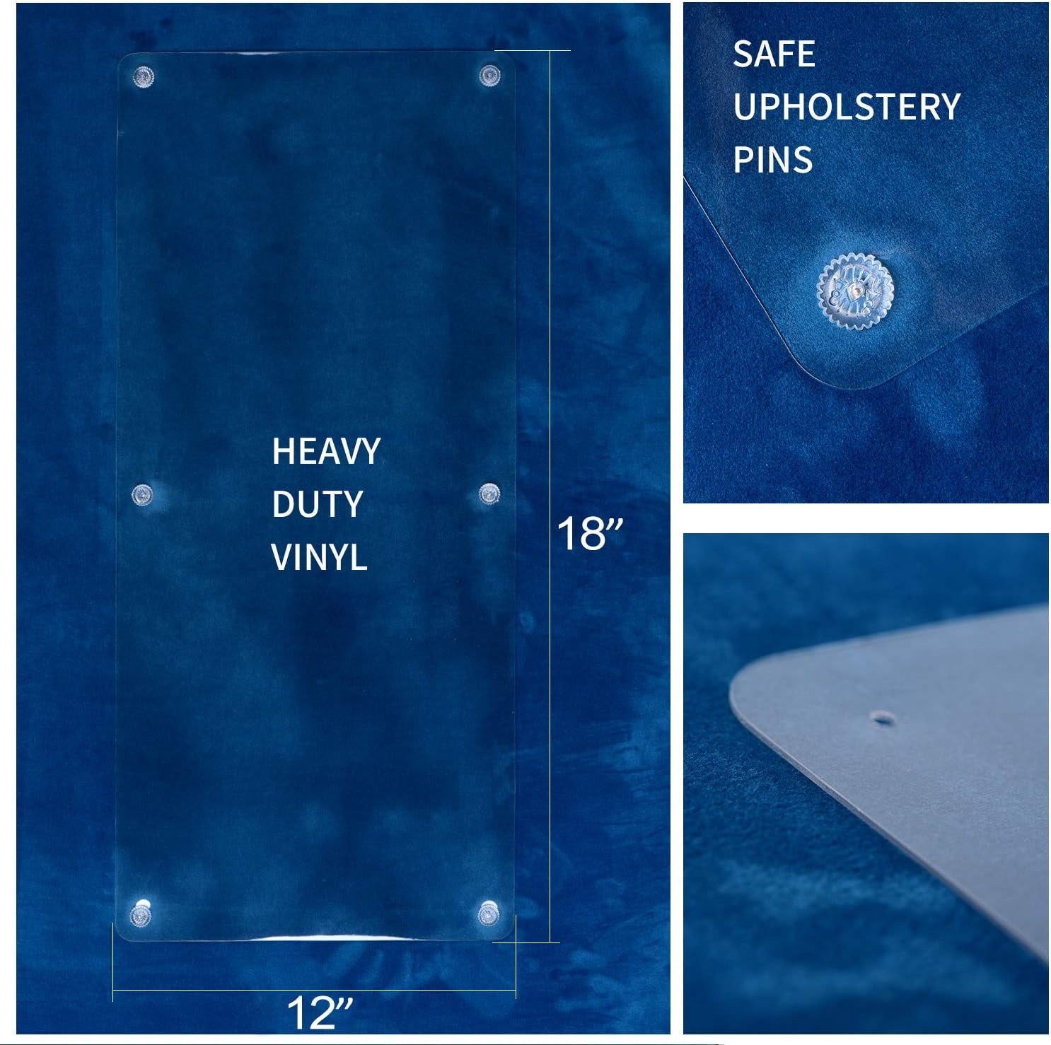 Furniture Scratch Guards, X-Large Premium Flexible Vinyl Cat Couch Protector Guards with Pins for Protecting Your Upholstered Furniture, Cat Scratch Deterrent Pad, 18" L X 12" W