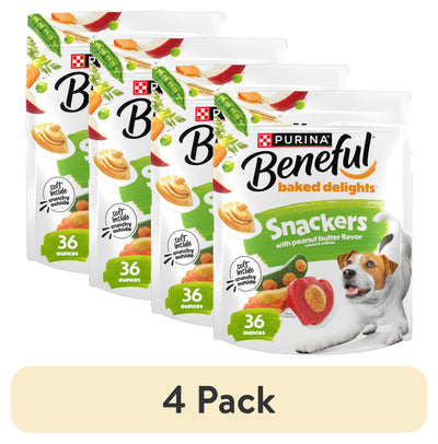 (4 Pack) Beneful Baked Delights Snackers Dog Treats – Made in USA, Ideal for Training
